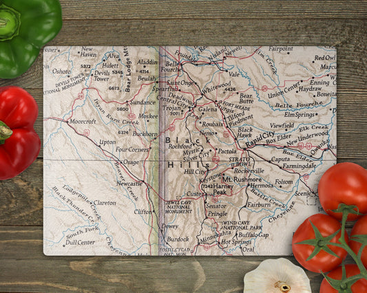 Black Hills South Dakota Map Cutting Board | Travel Gift | Kitchen Decor