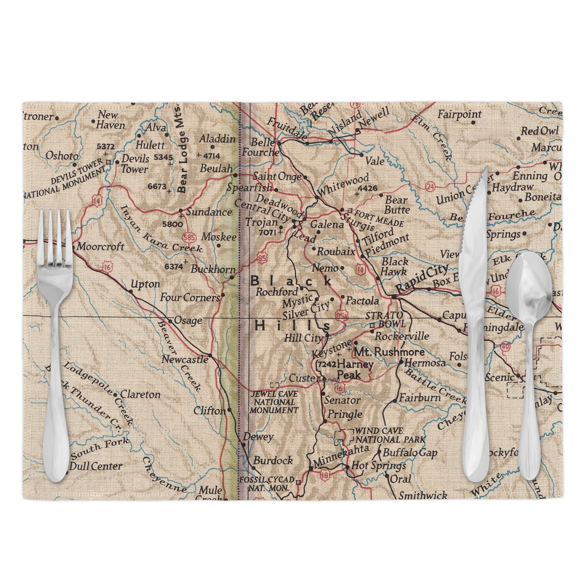 Black Hills Vintage Map Placemats Set of 4