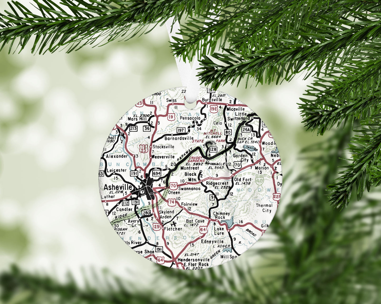 Black Mountain North Carolina Vintage Map Ornament