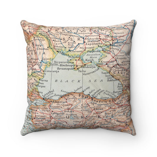 Black Sea vintage map pillow