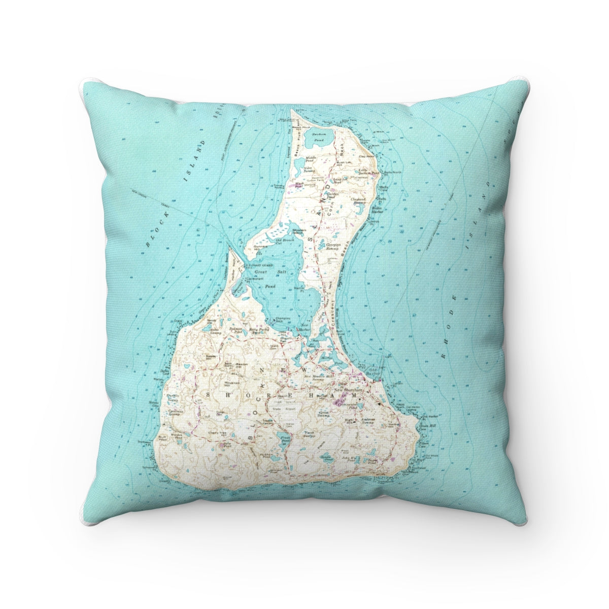 Block Island Rhode Island vintage map pillow