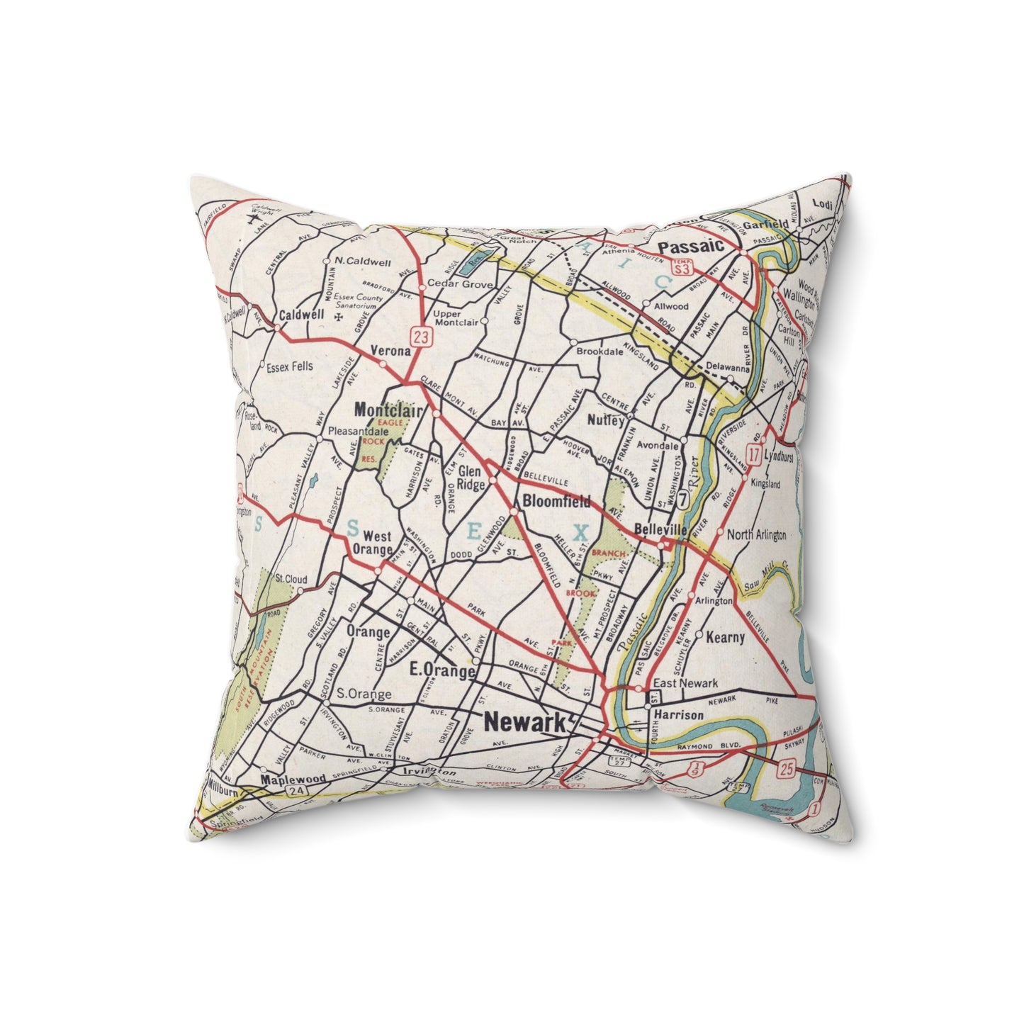 Bloomfield New Jersey vintage map pillow