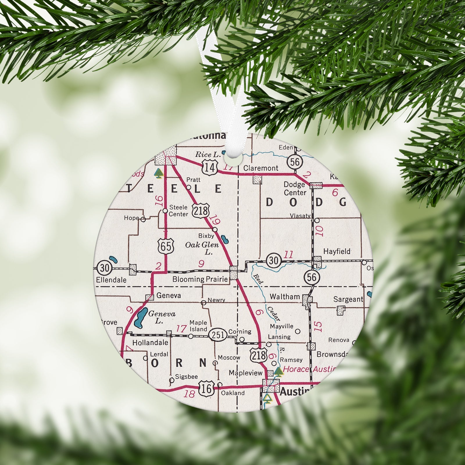 Blooming Prairie Minnesota Vintage Map Ornament