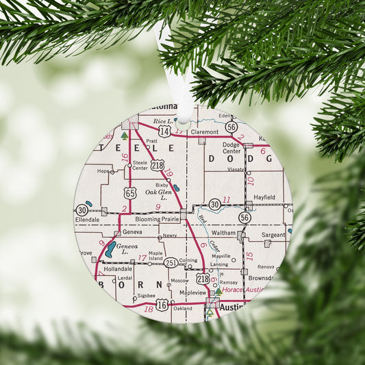 Blooming Prairie Minnesota Vintage Map Ornament