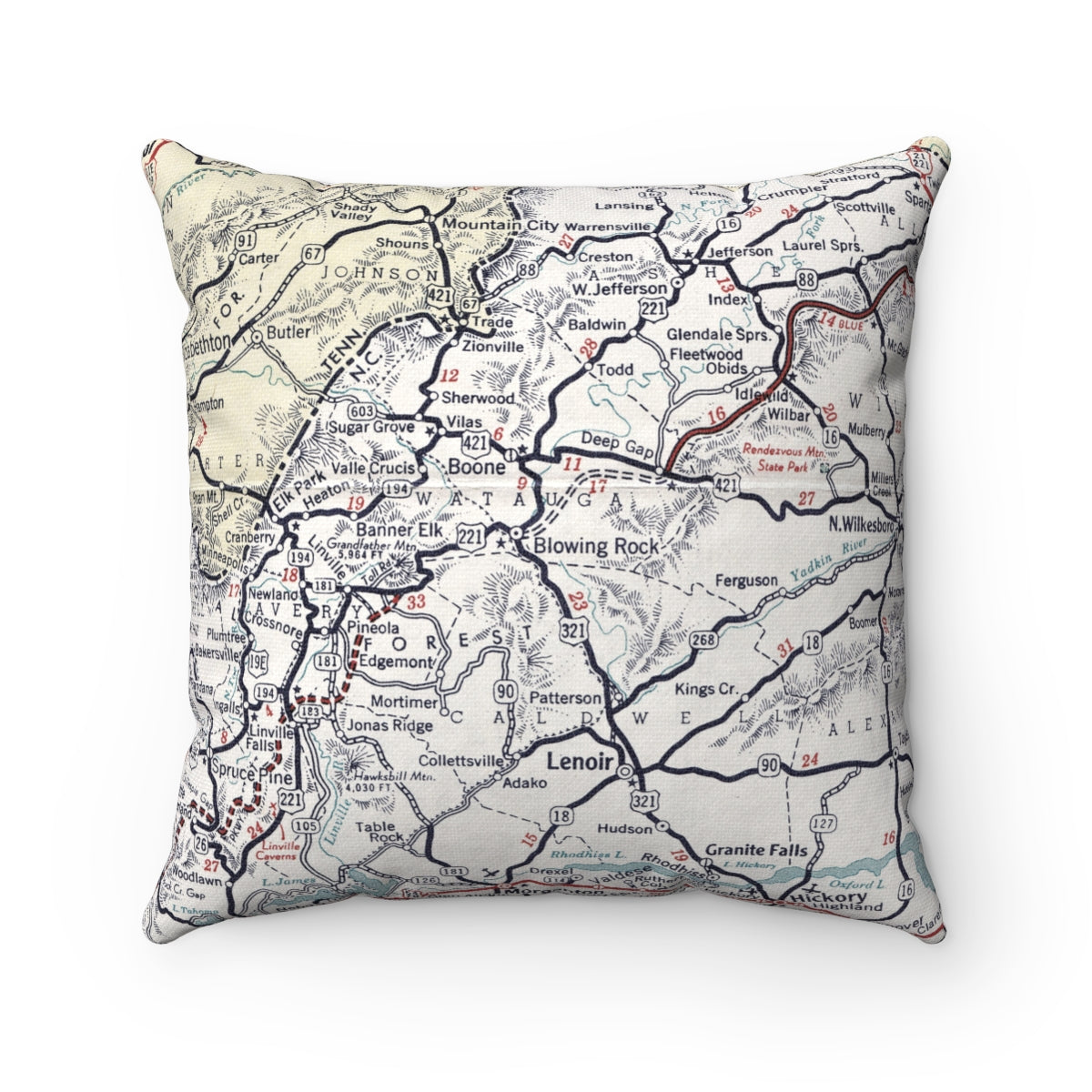 Blowing Rock North Carolina vintage map pillow