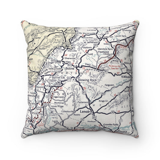 Blowing Rock North Carolina vintage map pillow