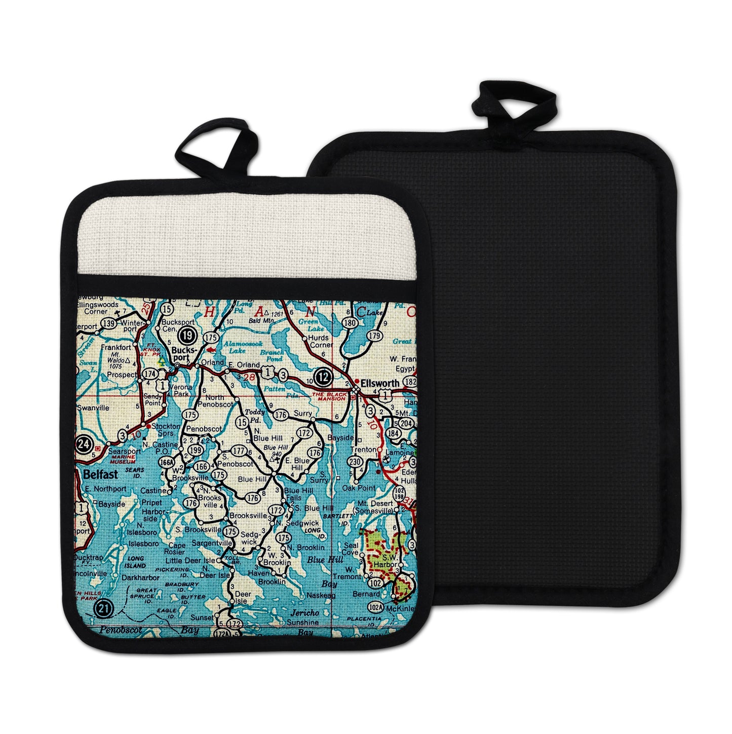Blue Hill Peninsula Maine Vintage Map Hot Pad Pot Holder