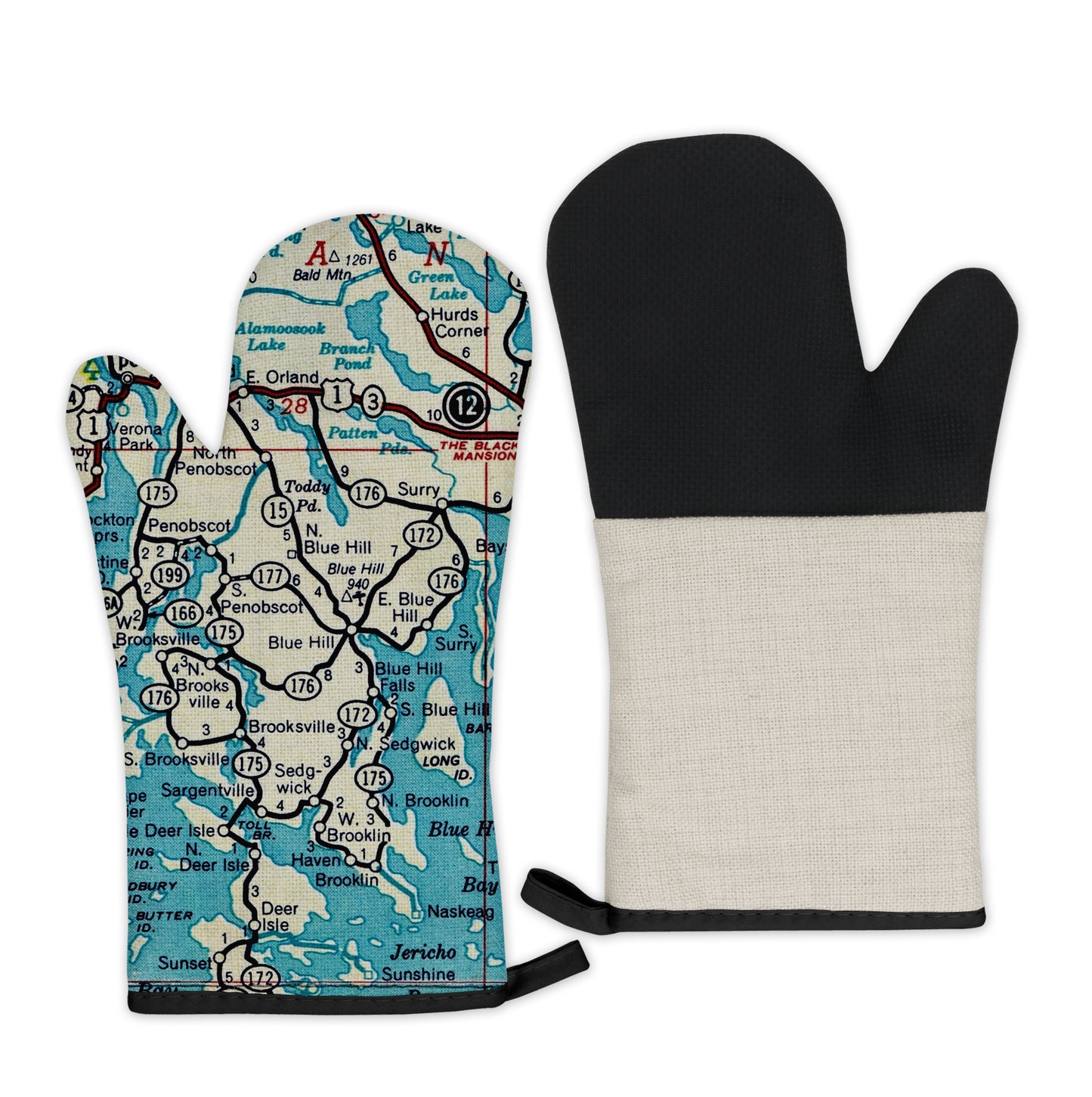 Blue Hill Peninsula Maine Vintage Map Oven Mitt