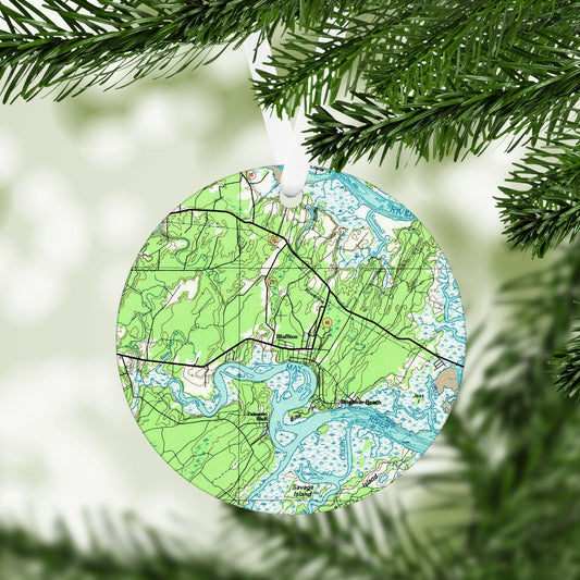 Bluffton South Carolina Vintage Map Ornament