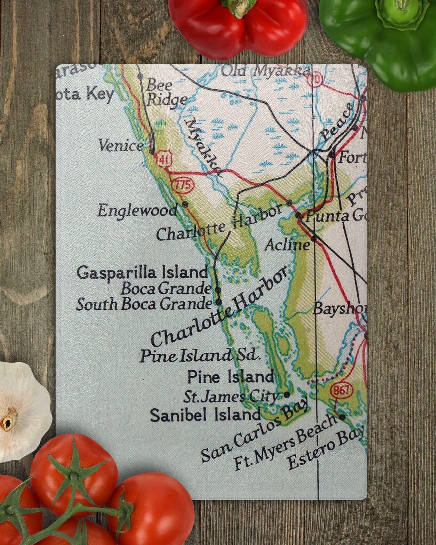 Boca Grande Florida Map Cutting Board | Travel Gift | Kitchen Decor