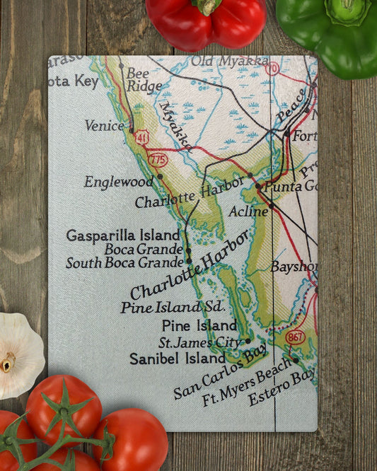 Boca Grande Florida Map Cutting Board | Travel Gift | Kitchen Decor