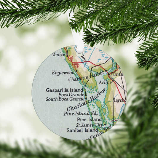 Boca Grande Florida Vintage Map Ornament