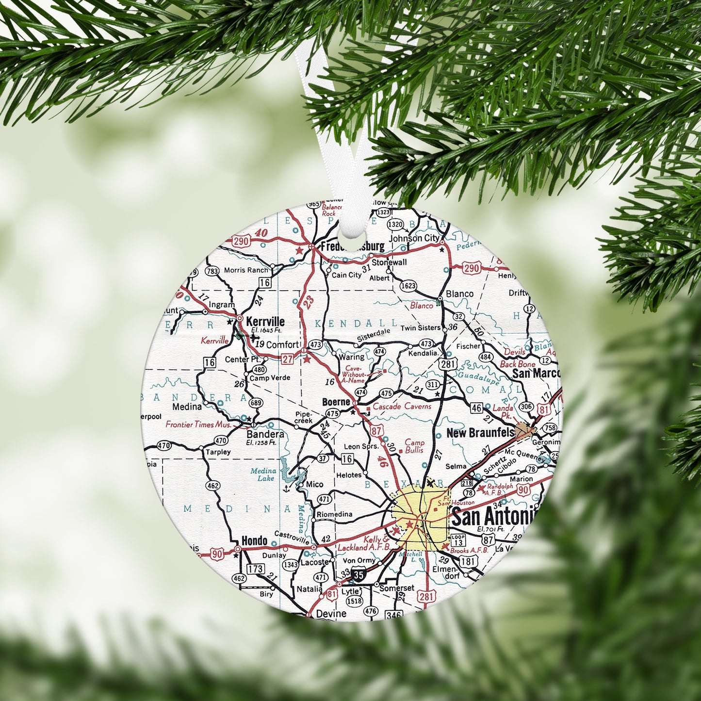 Boerne Texas Vintage Map Ornament