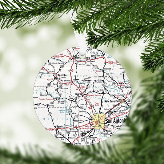 Boerne Texas Vintage Map Ornament