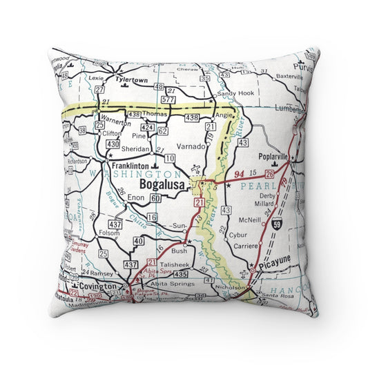 Bogalusa Louisiana vintage map pillow