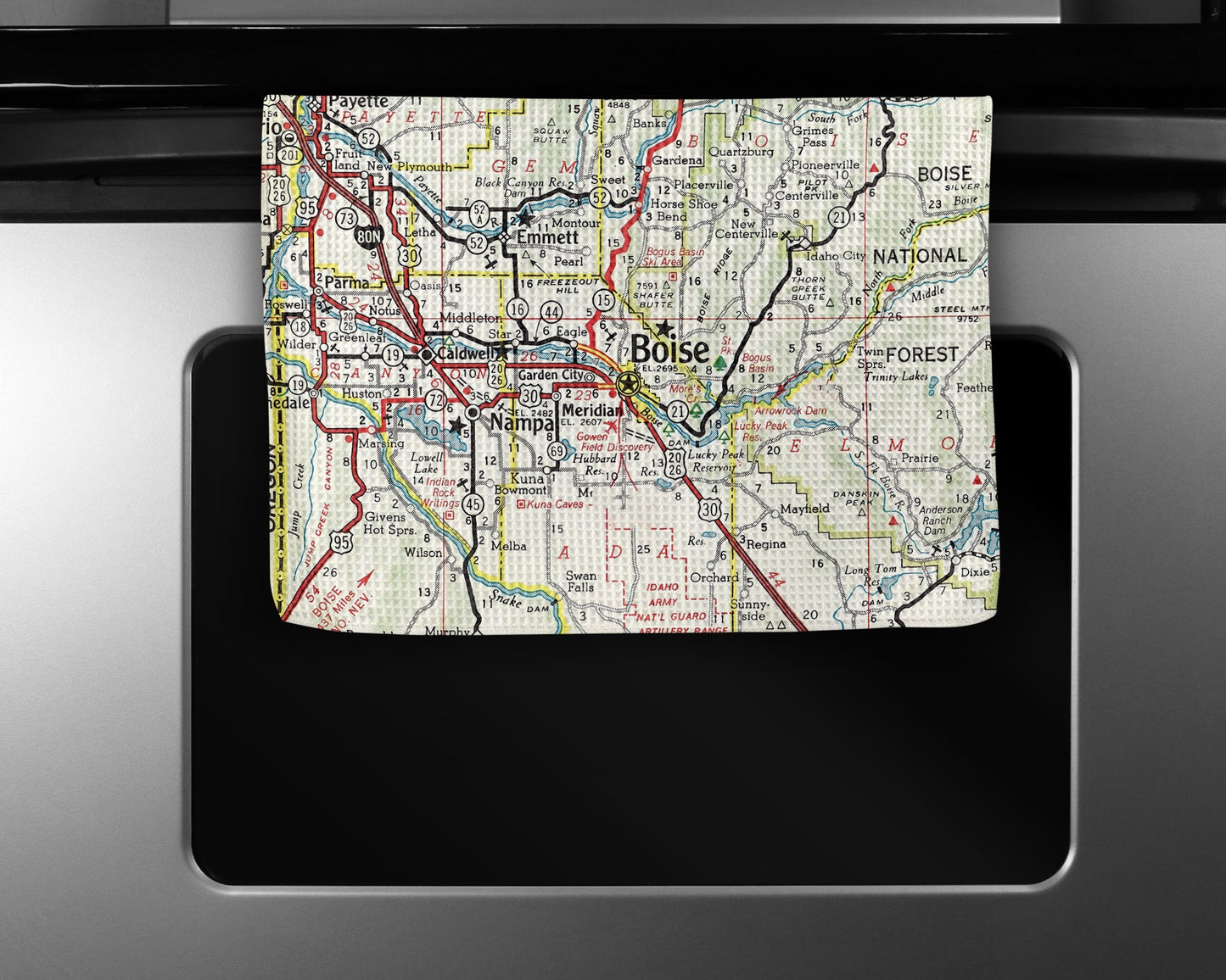Boise Idaho Map Tea Towel | Waffle-Weave Kitchen Towel Gift