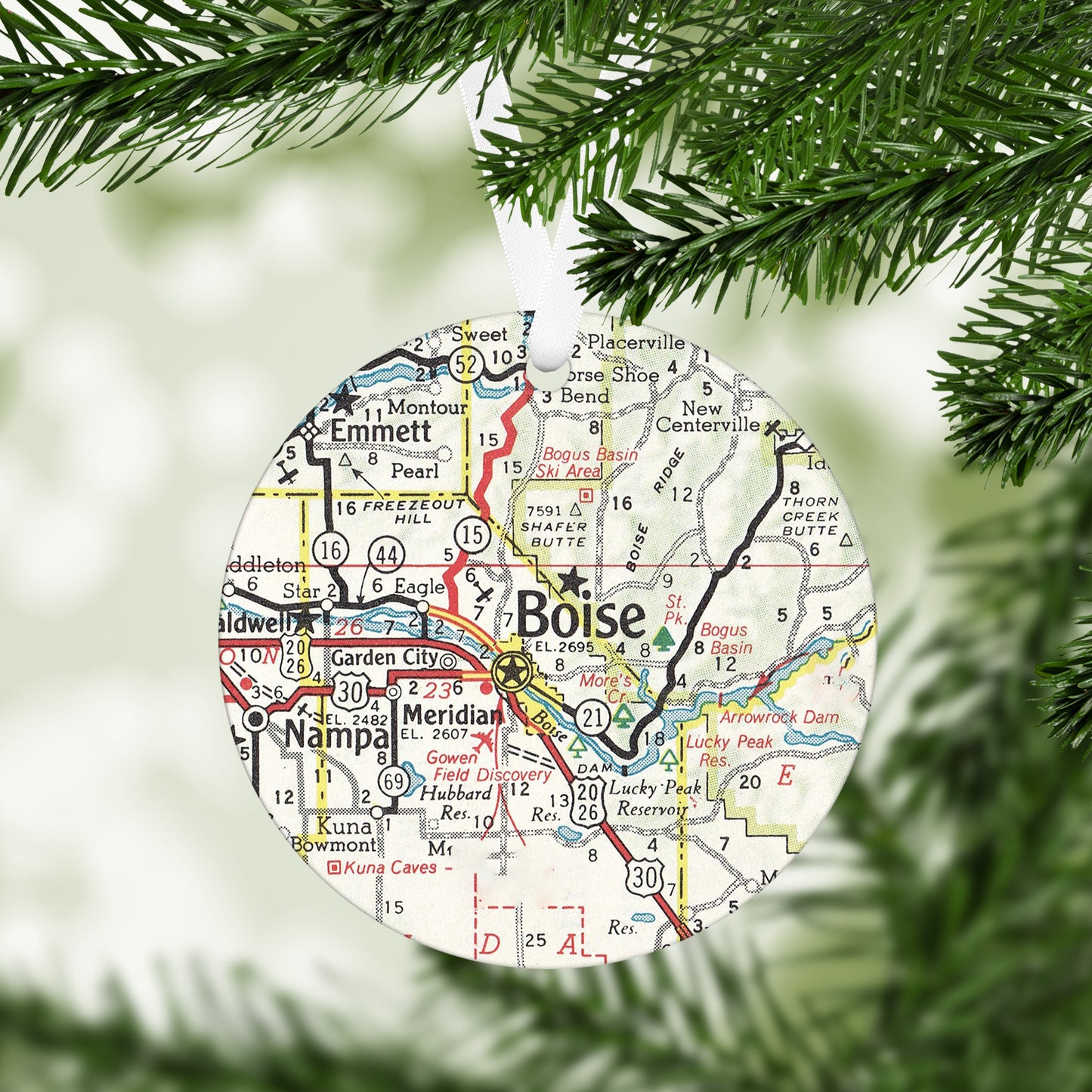 Boise Idaho Vintage Map Ornament