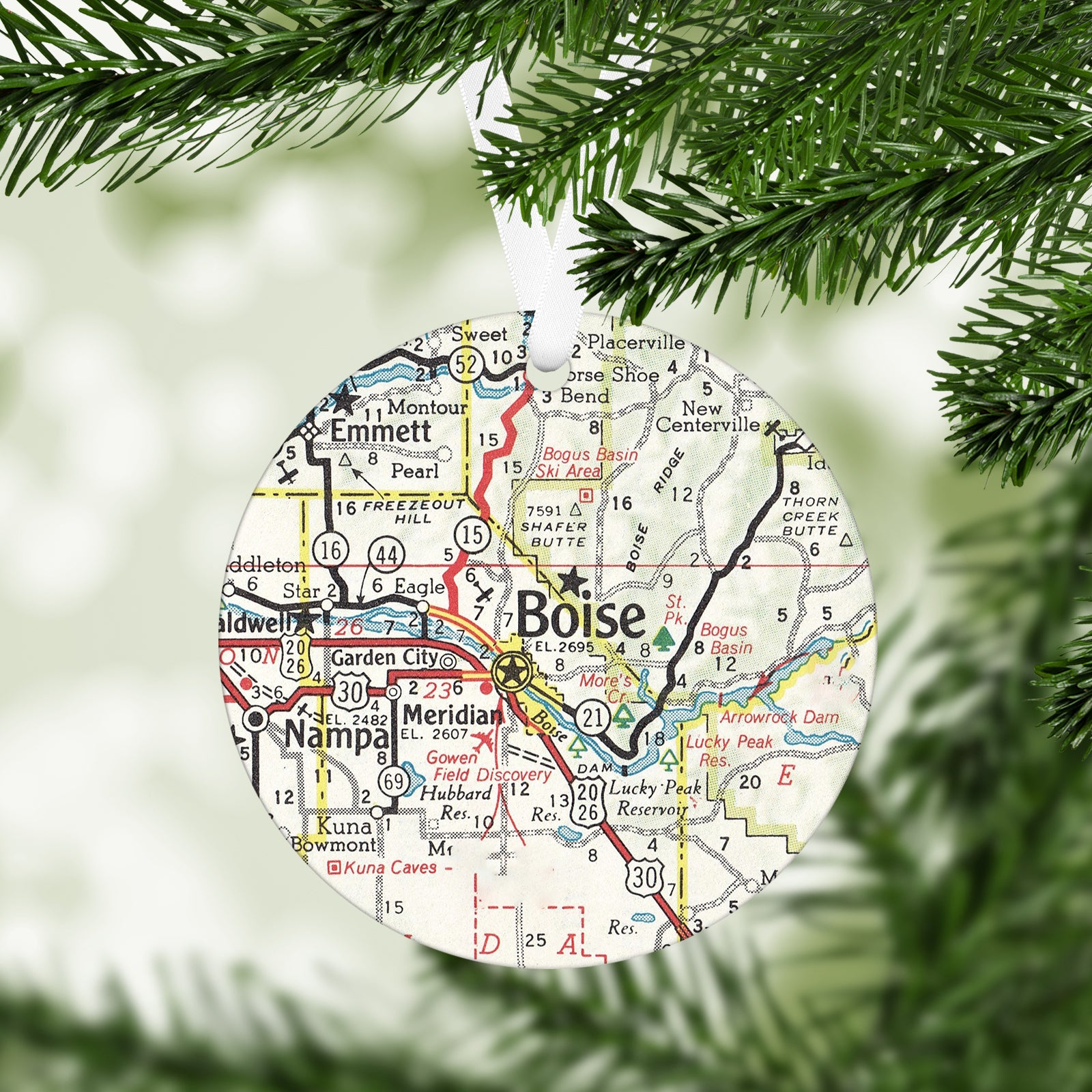 Boise Idaho Vintage Map Ornament