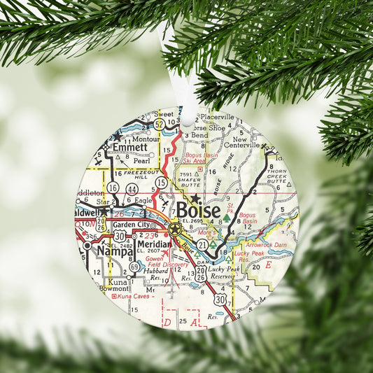 Boise Idaho Vintage Map Ornament