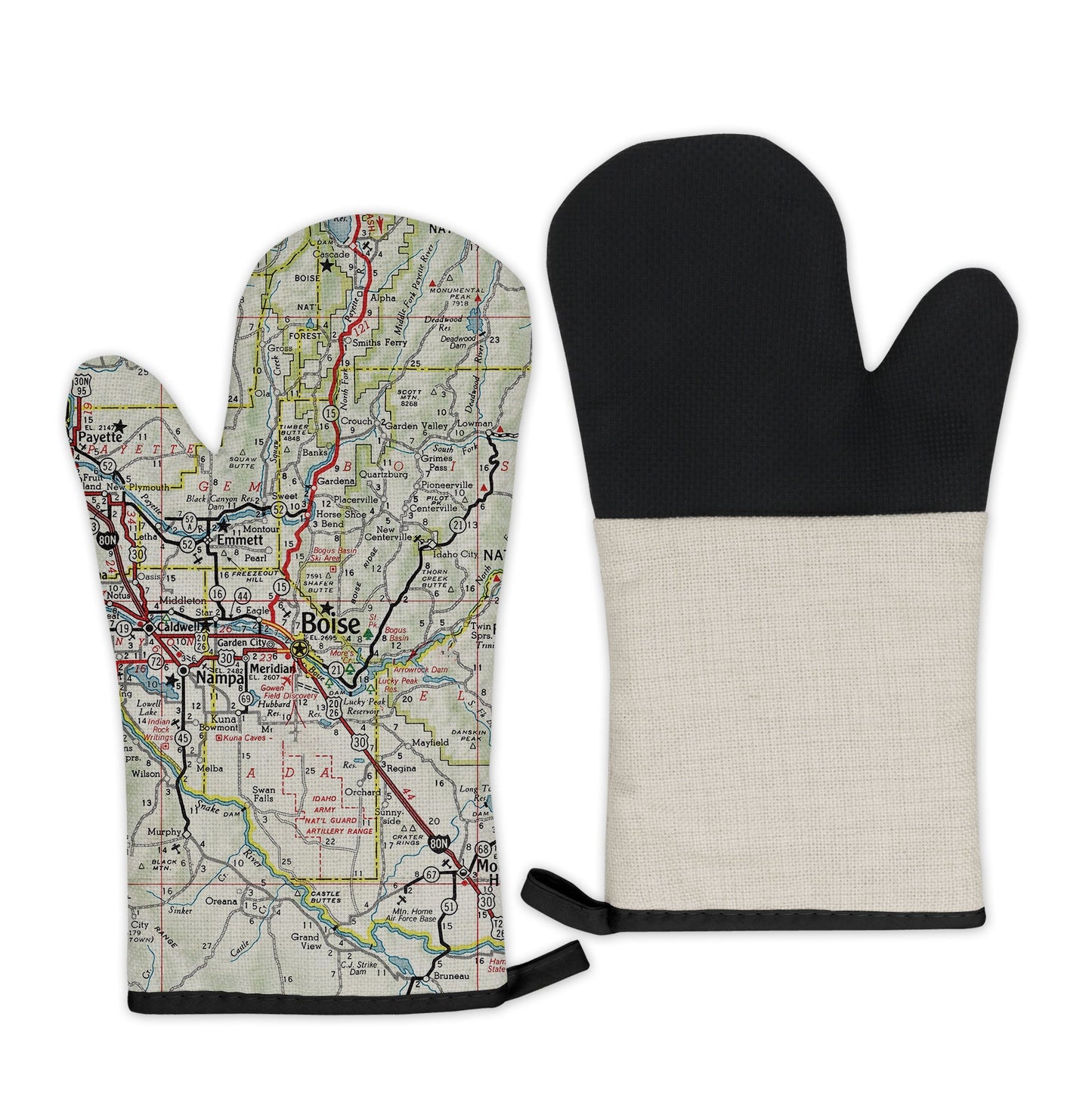 Boise, Idaho Map Oven Mitt | Vintage-Inspired Kitchen Gift
