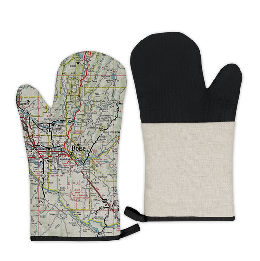 Boise, Idaho Map Oven Mitt | Vintage-Inspired Kitchen Gift