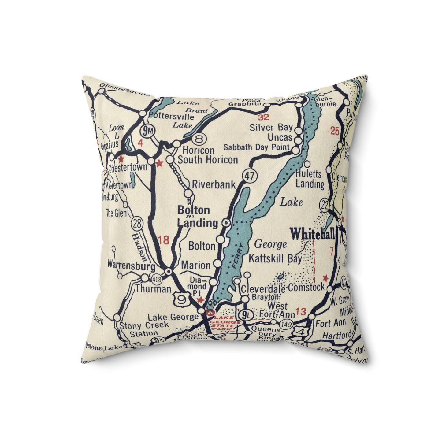 Bolton Landing New York vintage map pillow