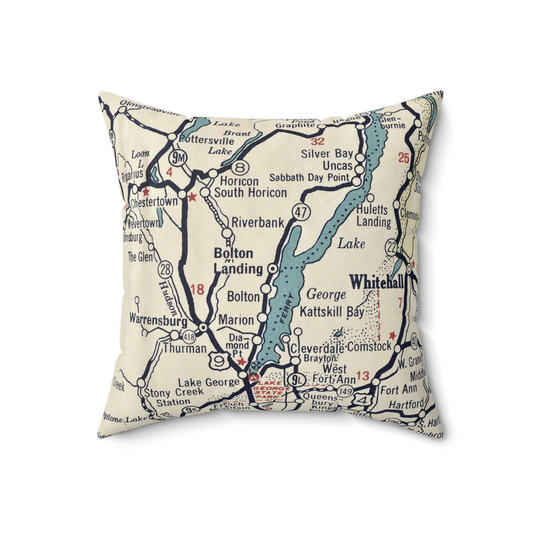 Bolton Landing New York vintage map pillow