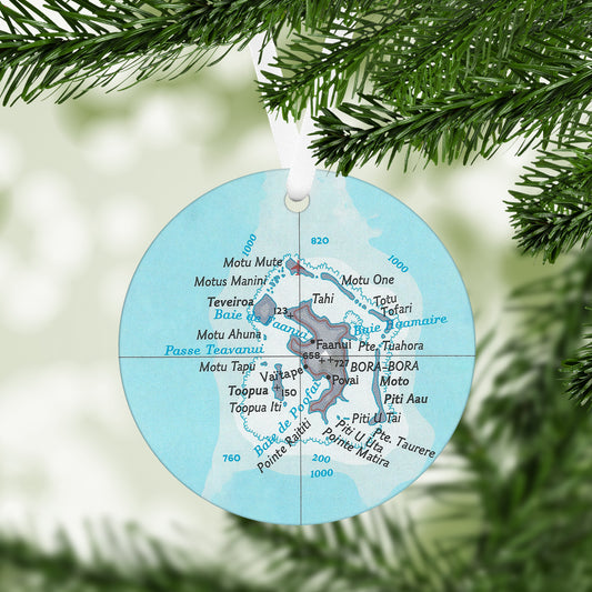 Bora Bora Vintage Map Ornament