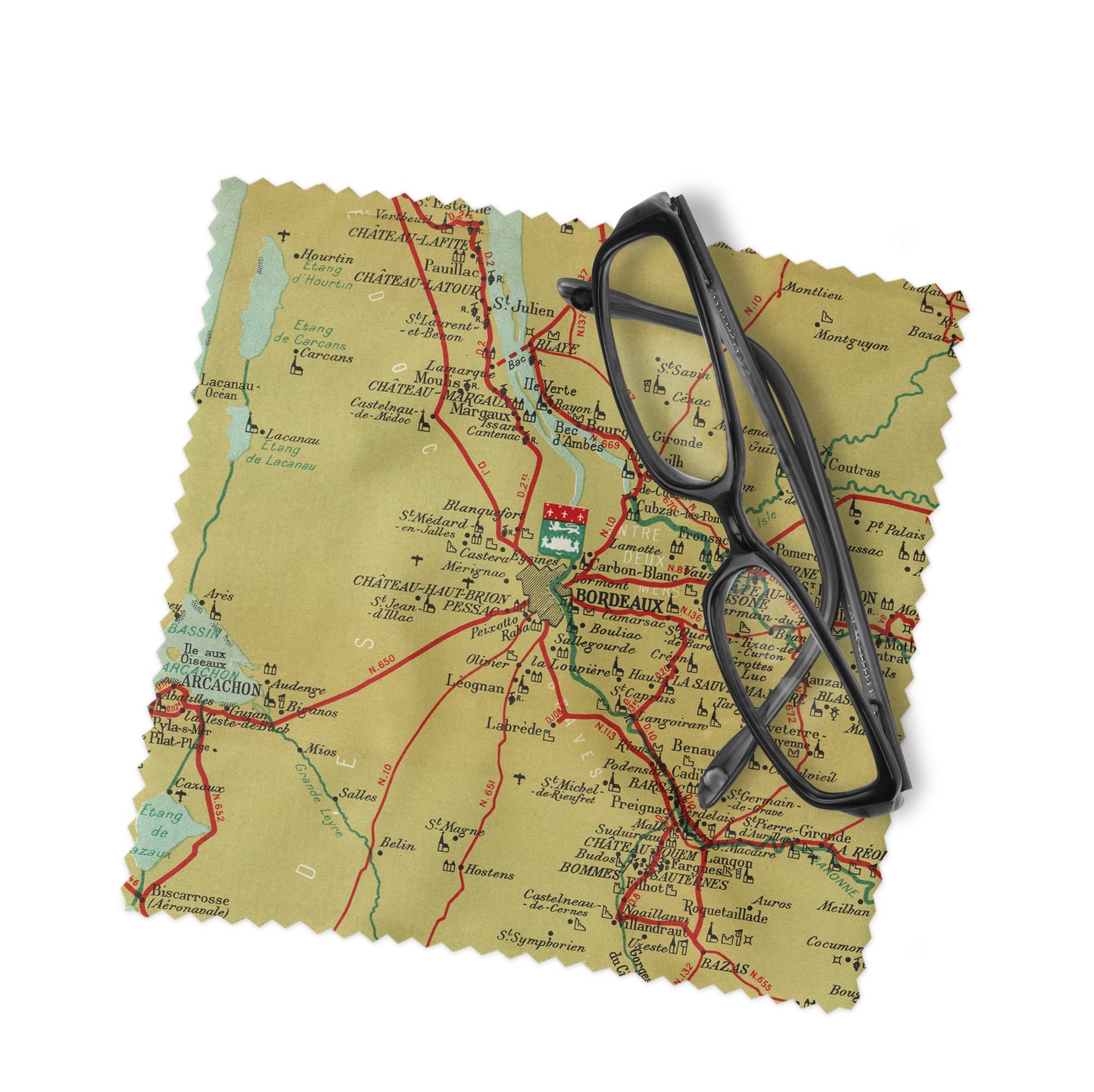 Bordeaux France Map Lens Cloth | Microfiber Glasses Cleaner | Travel Gift