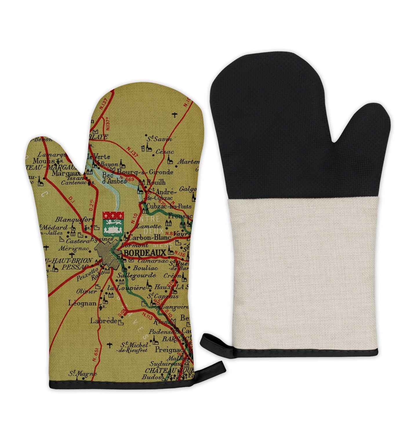 Bordeaux, France Map Oven Mitt | Vintage-Inspired Kitchen Gift