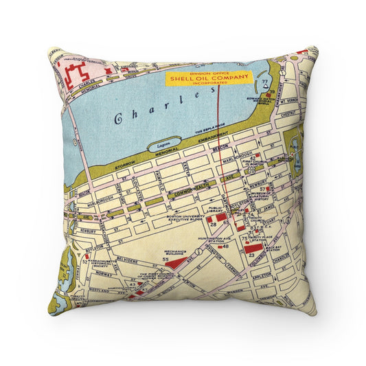 Boston Back Bay vintage map pillow