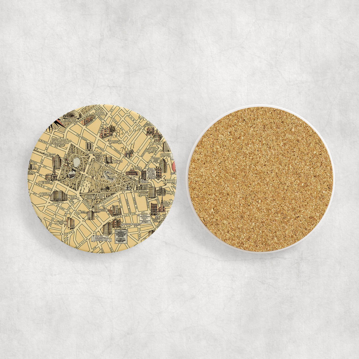 Boston Common and Public Garden Vintage Map Ceramic Coaster Set of 4