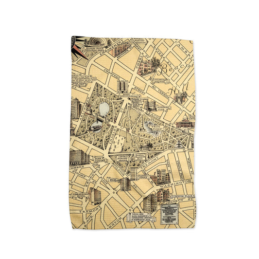 Boston Common Map Tea Towel | Waffle-Weave Kitchen Towel Gift
