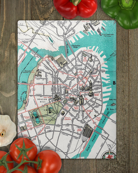 Boston Massachusetts Map Cutting Board | Hostess Gift