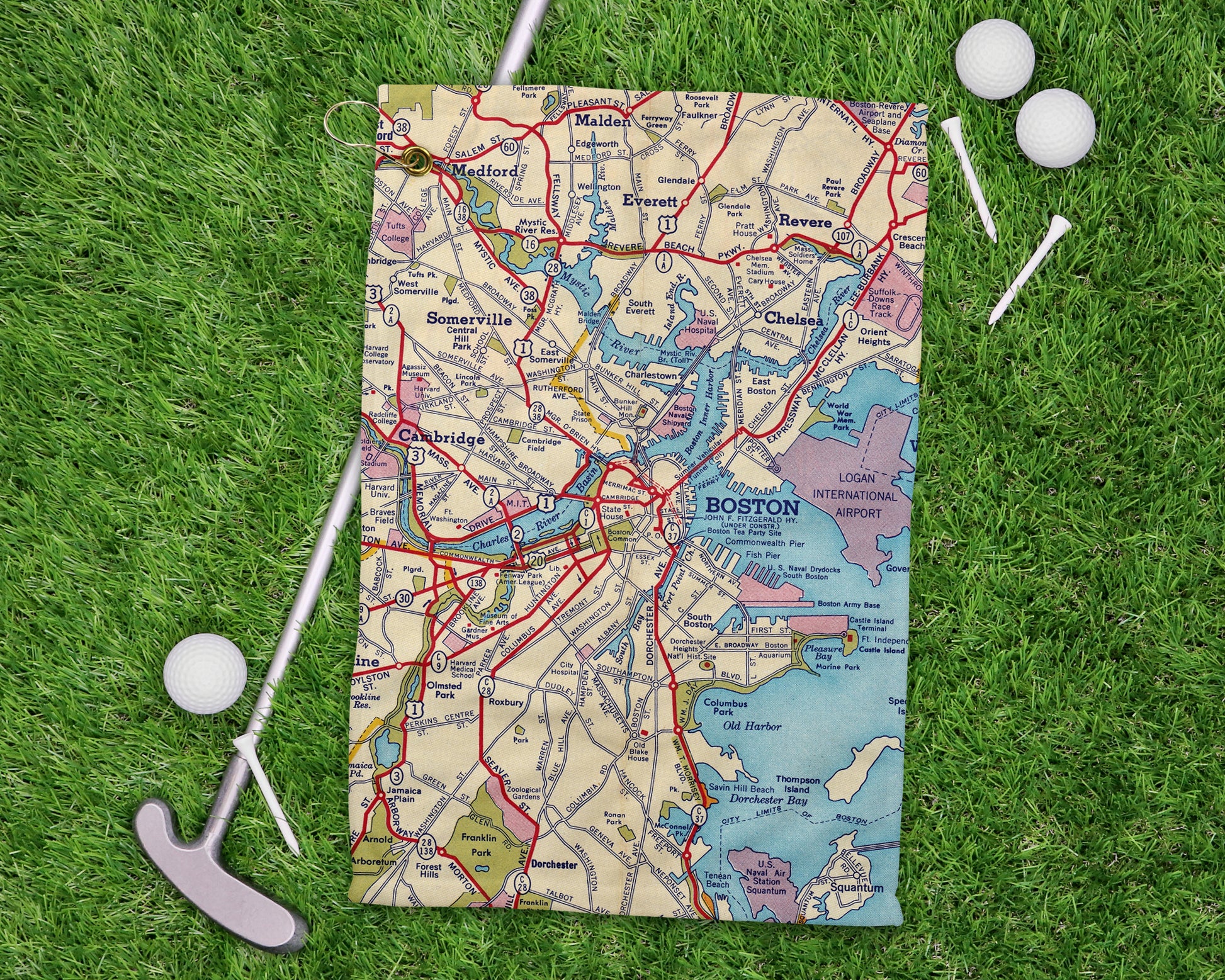 Boston Massachusetts golf towel primary image