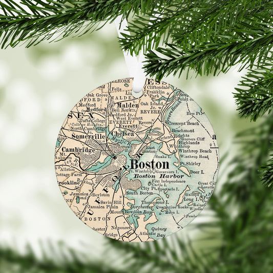 Boston Massachusetts Vintage Map Ornament