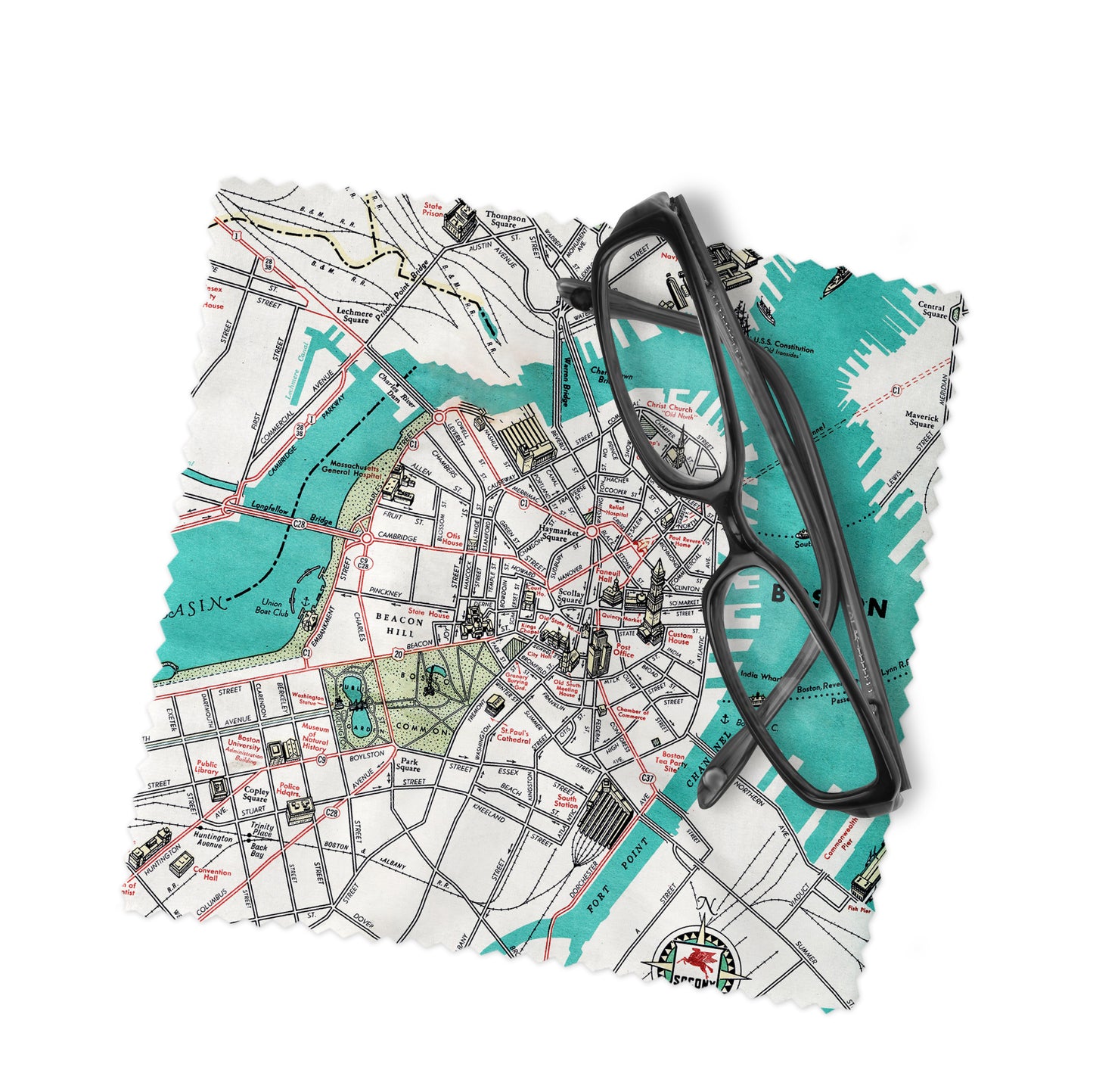 Boston Map Lens Cloth | Vintage-Inspired City Accessory