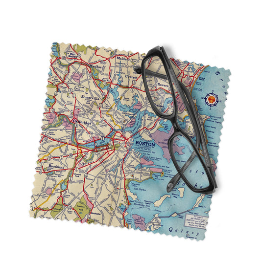 Boston Massachusetts Map Lens Cloth | Microfiber Glasses Cleaner | Travel Gift