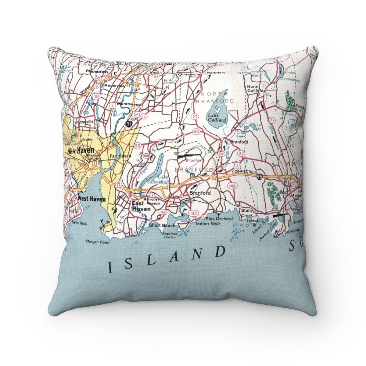 Branford Connecticut vintage map pillow