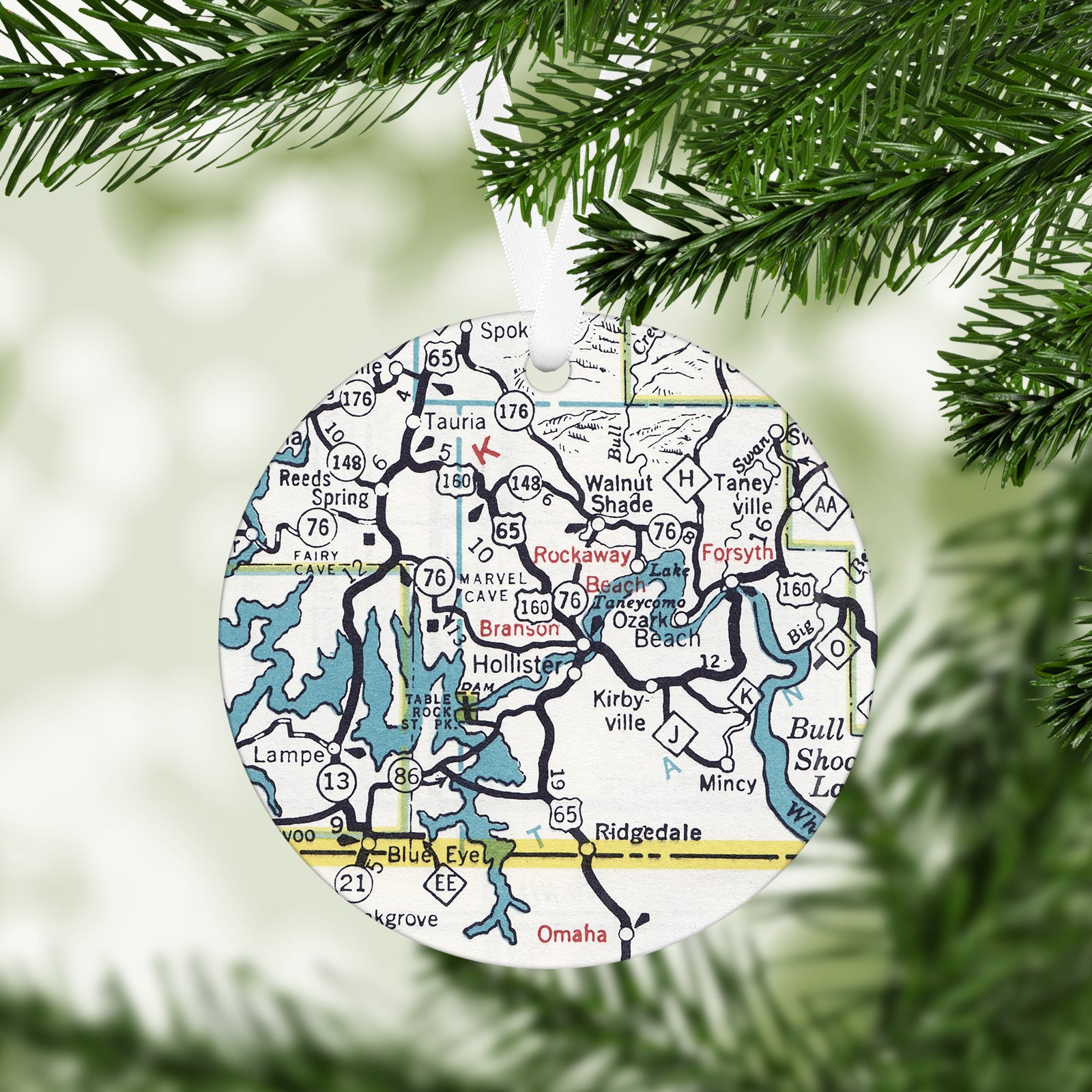 Branson Missouri Vintage Map Ornament