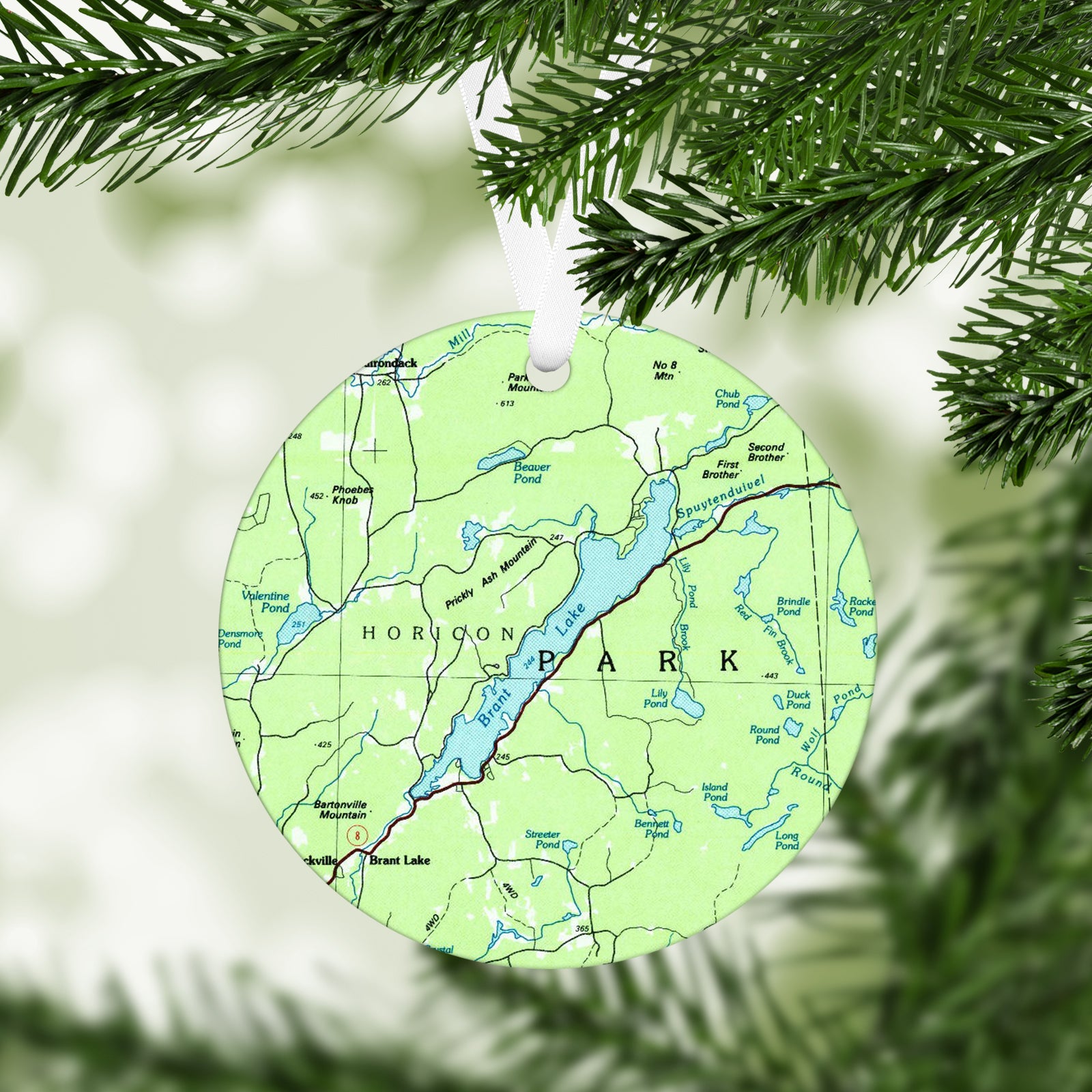 Brant Lake New York Vintage Map Ornament