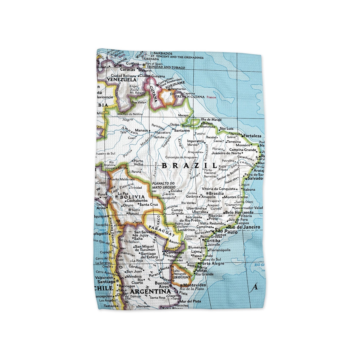 Brazil Map Tea Towel | Waffle-Weave Kitchen Towel Gift