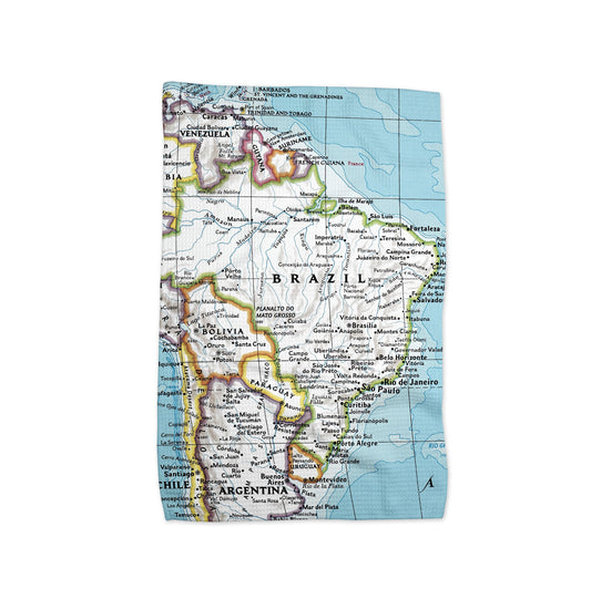 Brazil Map Tea Towel | Waffle-Weave Kitchen Towel Gift
