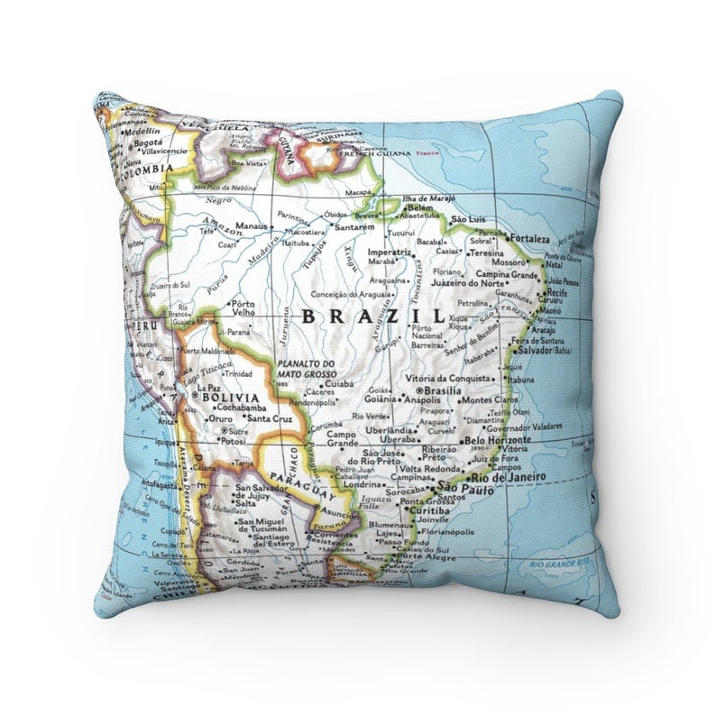 Brazil vintage map pillow