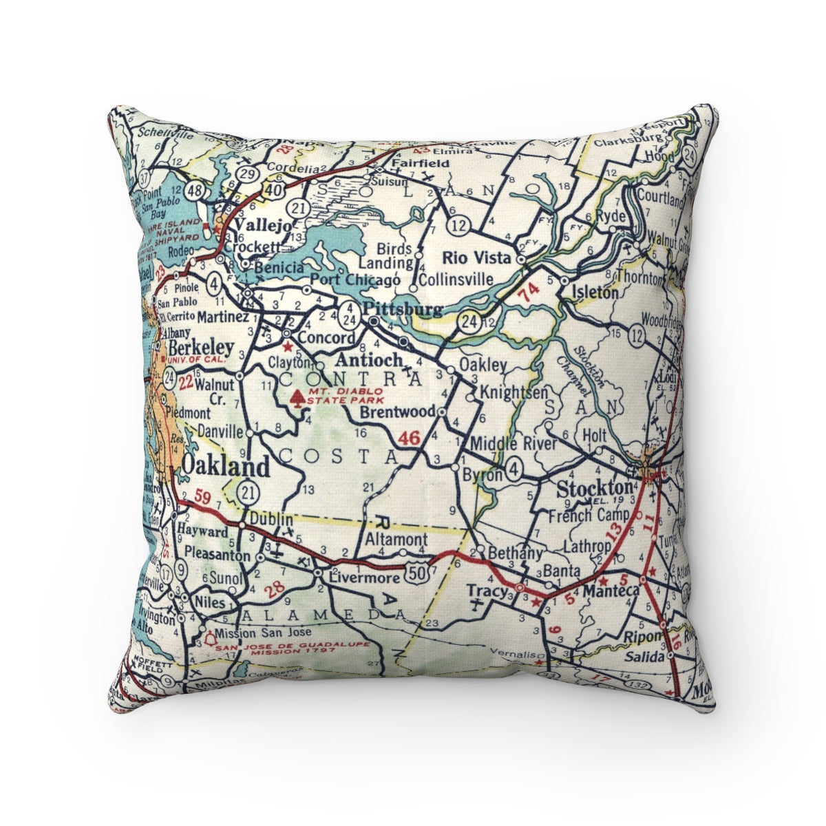 Brentwood California vintage map pillow