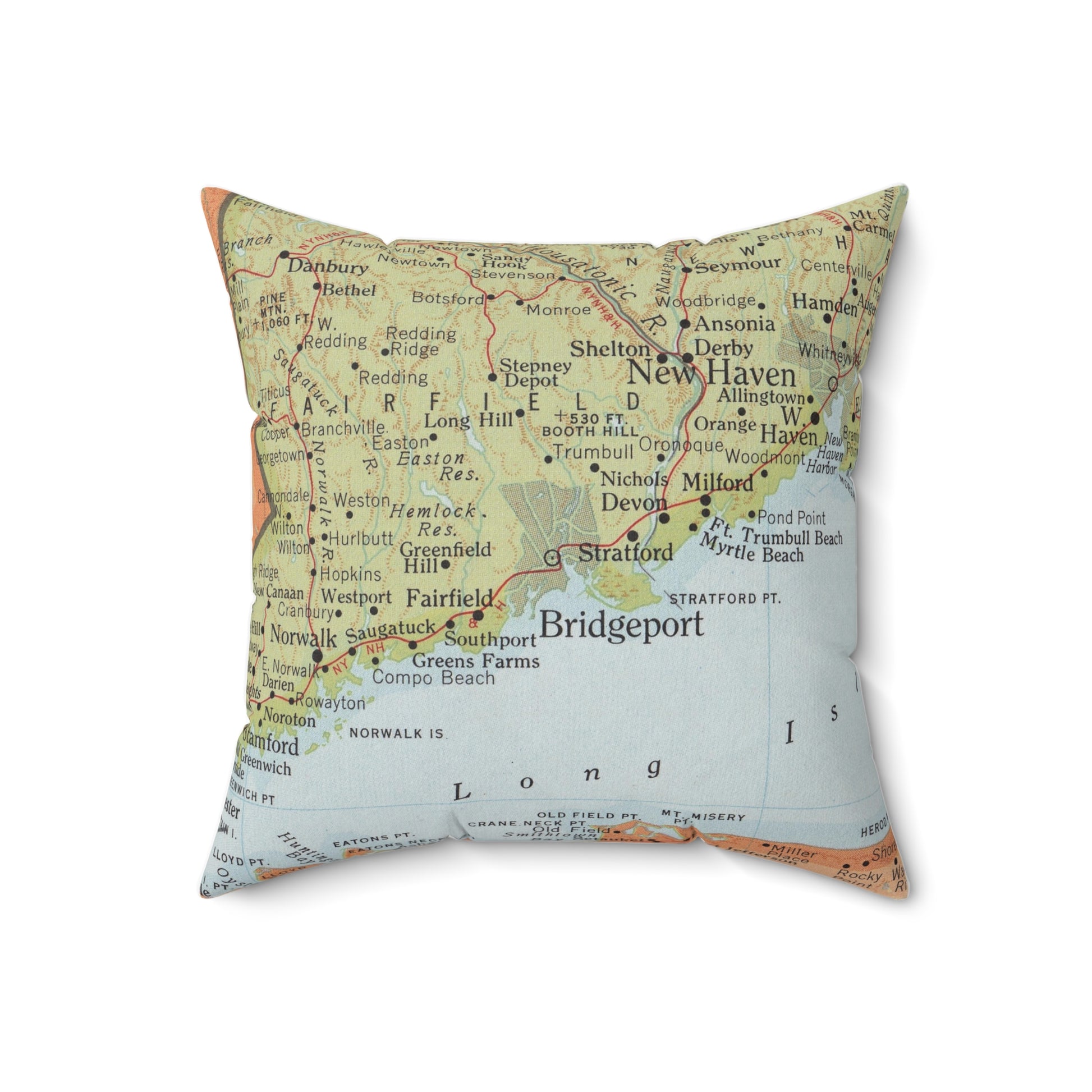 Bridgeport Connecticut vintage map pillow