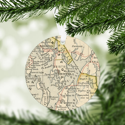 Bristol Rhode Island Vintage Map Ornament
