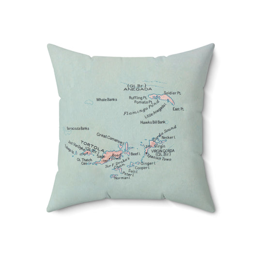 British Virgin Islands vintage map pillow