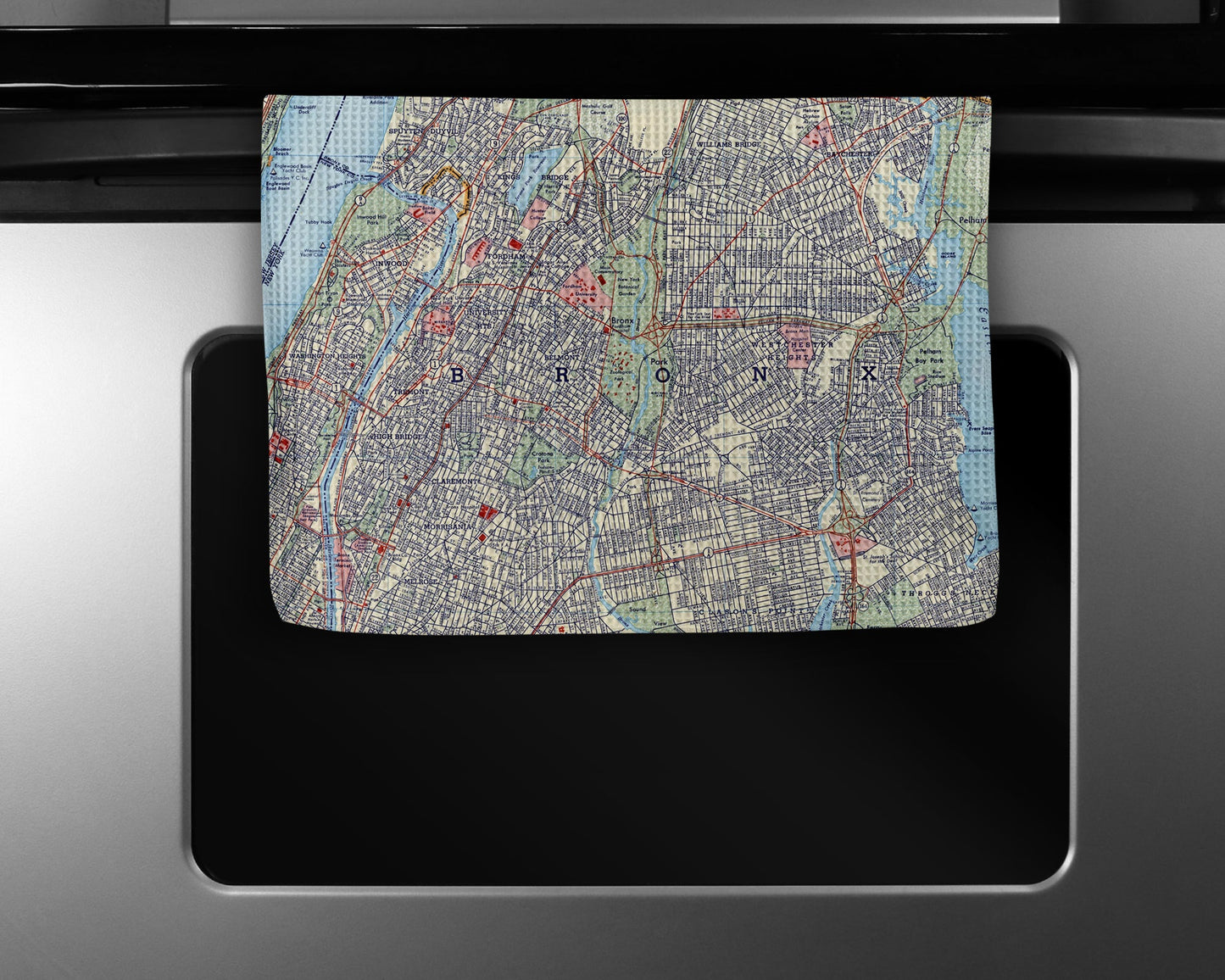 Bronx New York Map Tea Towel | Waffle-Weave Kitchen Towel Gift