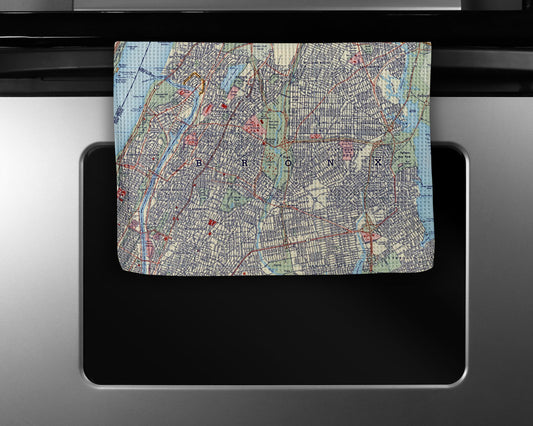 Bronx New York Map Tea Towel | Waffle-Weave Kitchen Towel Gift
